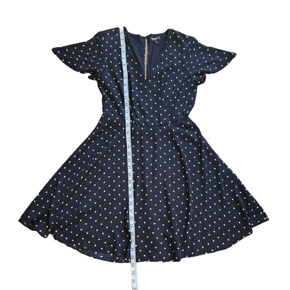 🖤 Express Polka Dot Flutter Sleeve Fit & Flare Dress - Black 🖤 - Picture 4 of 9